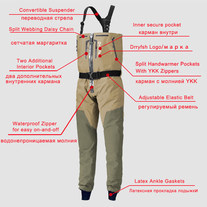 Fermuarlı su geçirmez Wader çi - Fishing Waders incelemesi ve fiyatı
